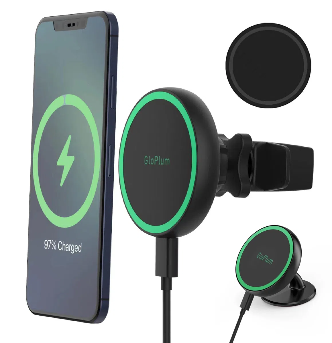 Gloplum Kompatibel 15W Ladegerät Magsafe Autohalterung, Kabelloses Magnet Auto Handyhalter,Wireless Car Charger KfZ Ladestation Handyhalterung für Phone 13/13 Pro/13 mini/13 Pro/12/12 Pro