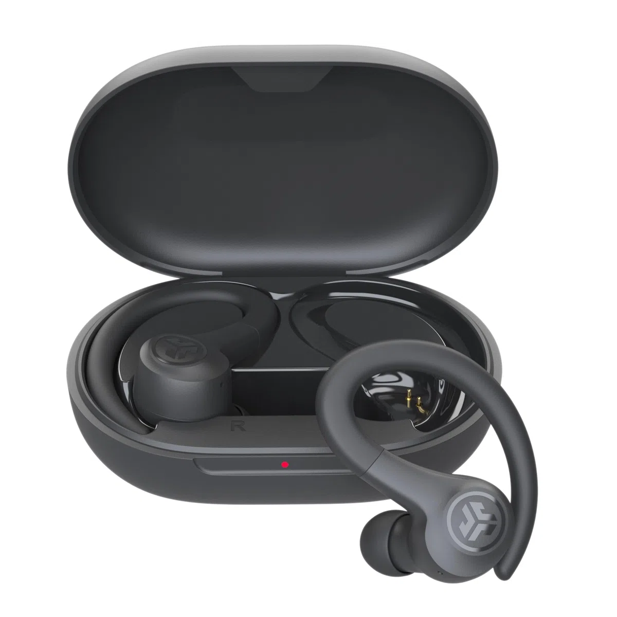 JLab Go Air Sport+ Kopfhörer Bluetooth, Sportkopfhörer 35+ Std., True Wireless In Ear Kopfhörer kabellos für Läufer, Joggen, IP55-schweißresistent, USB-C Ladecase, Be Aware-Modus, Graphit