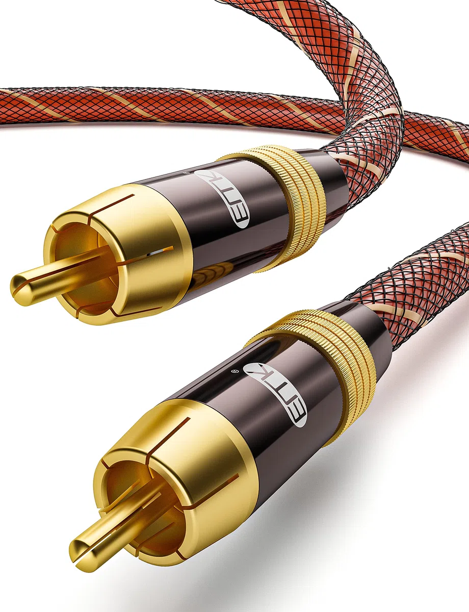 EMK Subwoofer Kabel, Digitales Koaxialkabel RCA zu RCA, Doppelt Geschirmt mit Vergoldeten Steckern, Orange (2m)