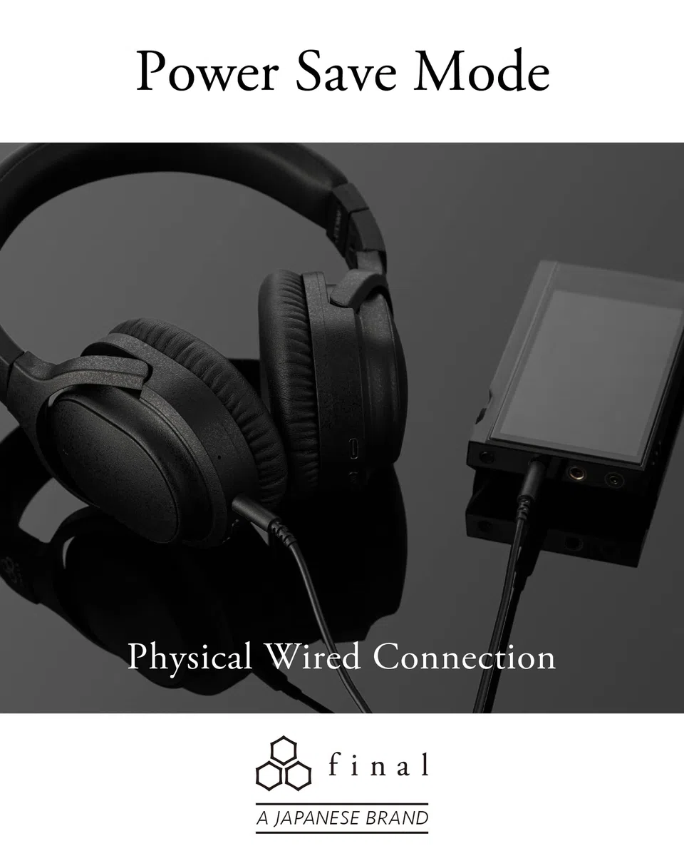 final UX3000 Bluetooth-Kopfhörer, HiFi-Klangqualität, Hybrid-Geräuschunterdrückung, maximal 35 Stunden Musikwiedergabe, aptX niedrige Latenz, Multipoint-Verbindung, entworfen in Japan (Schwarz)