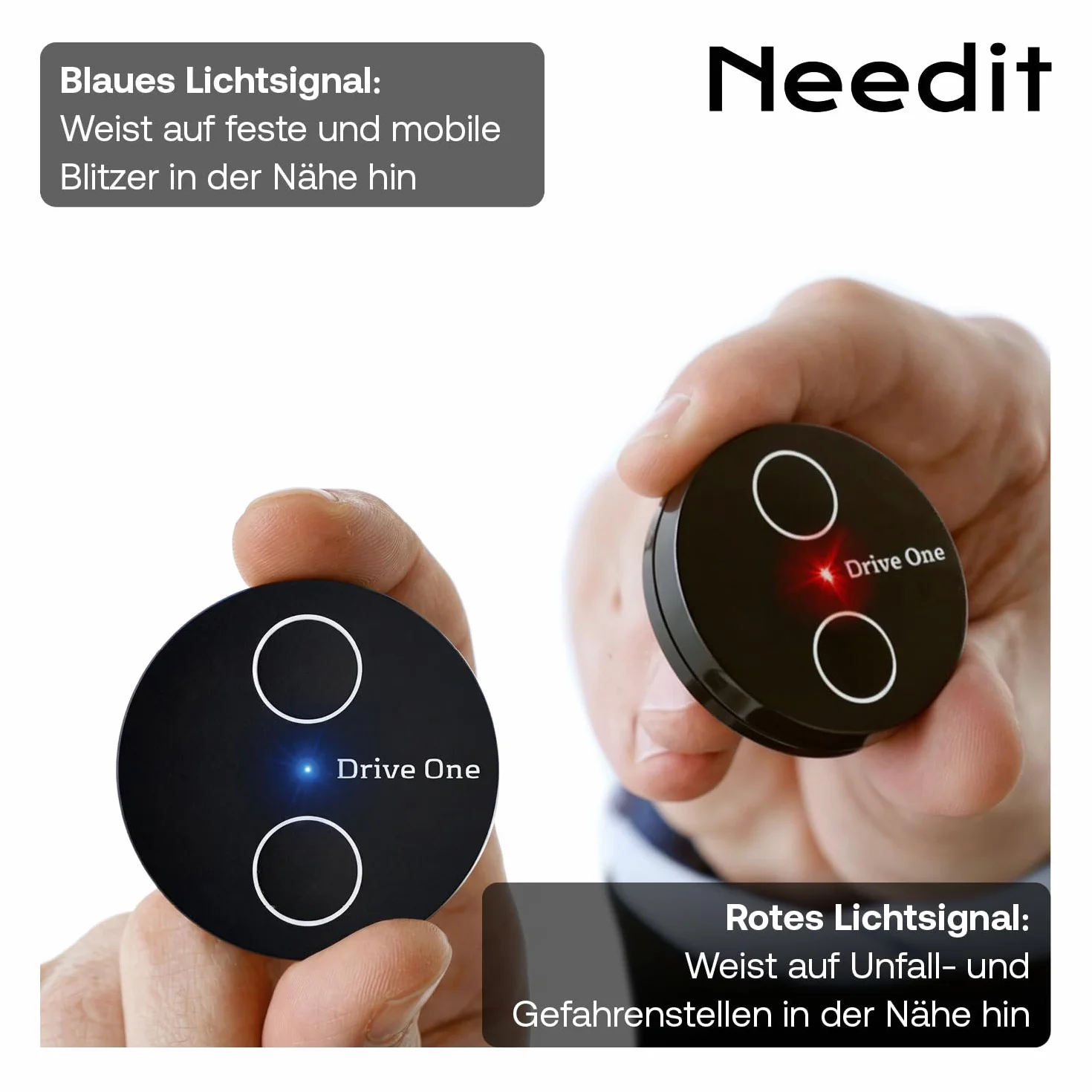 Needit Drive One 2 Verkehrswarner [Neues Modell 2026] I Warnt vor Kontrollen und Gefahren im Straßenverkehr I LED Anzeige automatisch aktiv I Daten von BlitzerApp