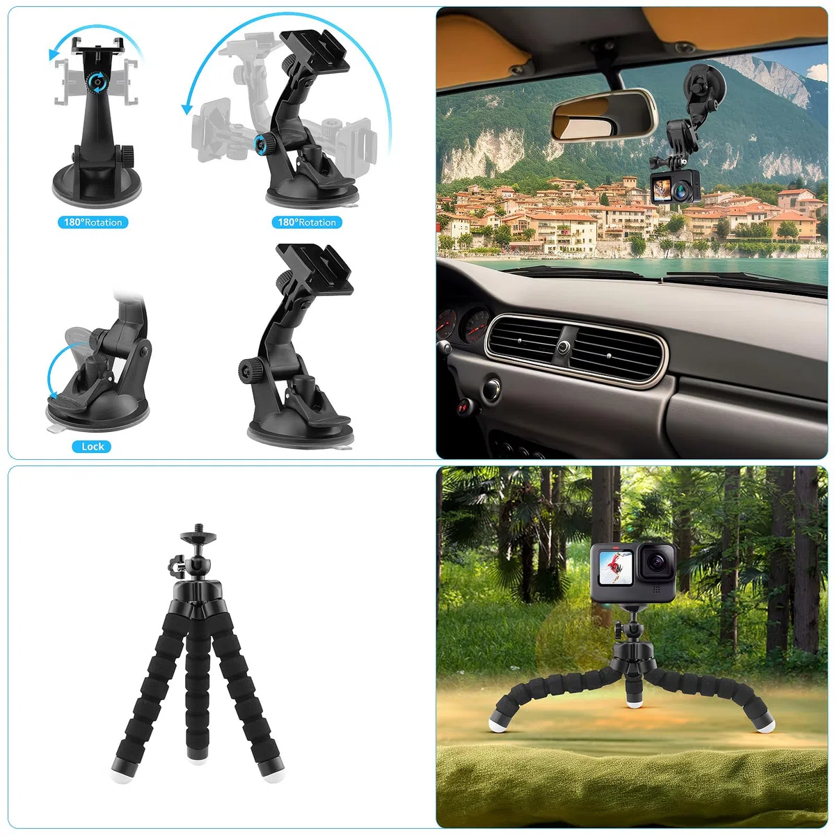 38 in 1 Action Kamera Zubehör Kit, Kompatibel mit GoPro Hero, DJI Osmo, AKASO, Campark, Crosstour, APEMAN, COOAU, Apexcam, SJCAM und mehr