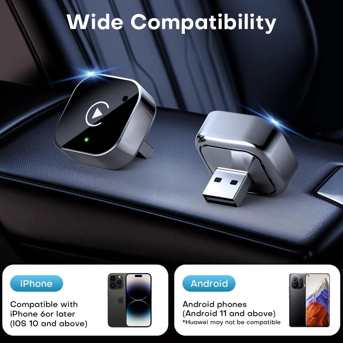 2026-Upgrade-Version: Kabelloses CarPlay mit Mini-USB-Design, geeignet für Fahrzeuge mit integriertem kabelgebundenem Apple CarPlay, ermöglicht Nahtlose Nutzung, schnelle und stabile Verbindung.