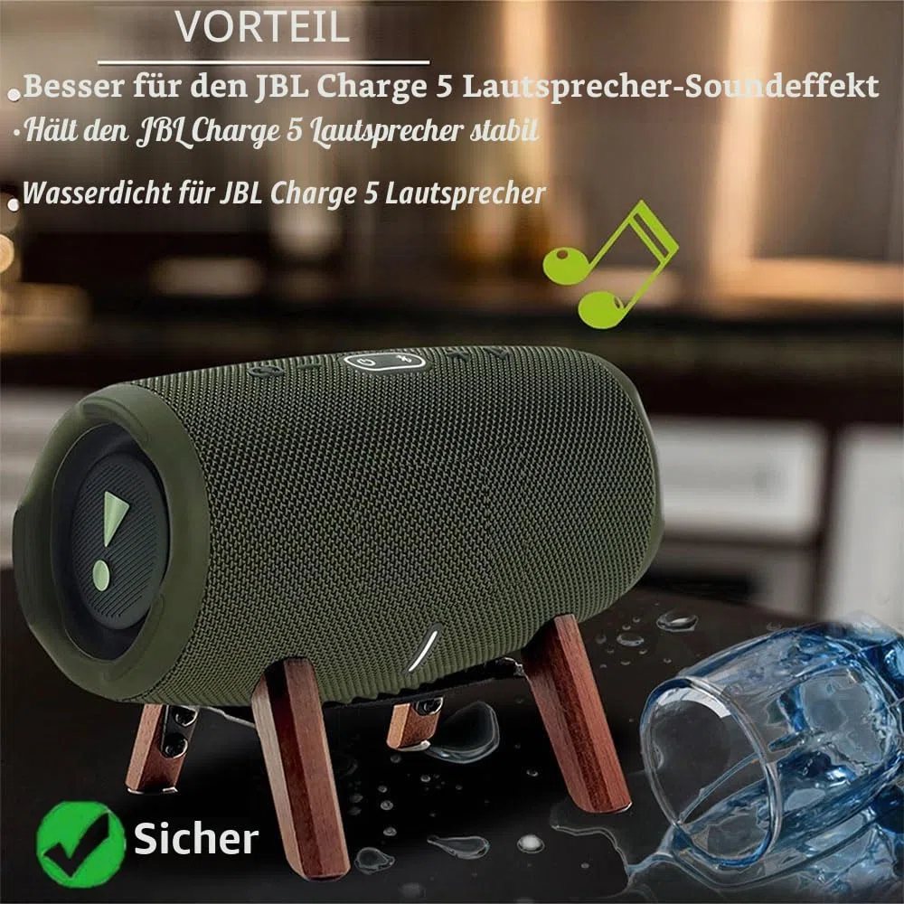 Ständer Echtholz Kompatibel mit JBL Charge 5 6 Tragbarer Lautsprecher Stativ, Stabiler Ständer Aus robustem Holz Verwendet Für Charge 4 3 Flip 6 5 4 (Walnuss)