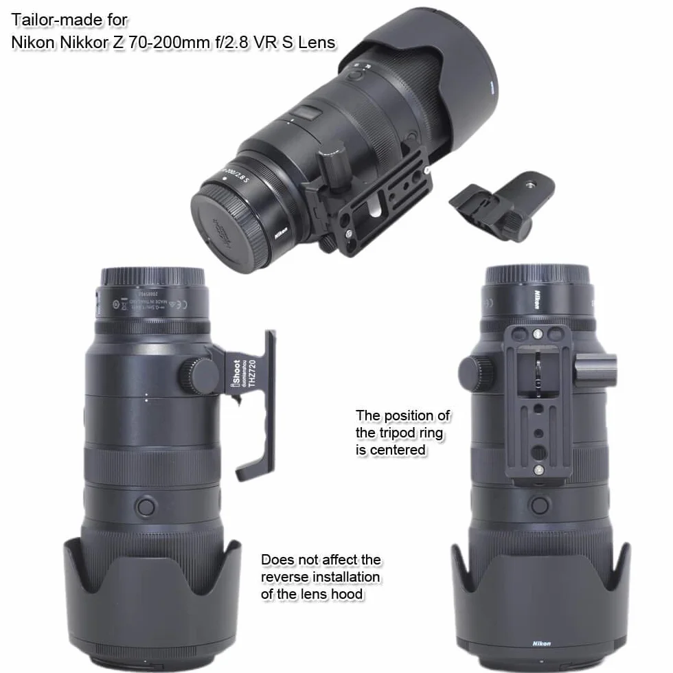iShoot Objektivkragen Ersatzfuß Stativhalterung Ringständer kompatibel mit Nikon Nikkor Z 70-200 mm f/2.8 VR S, Objektivstütze Halterung mit Arca Fit Schwalbenschwanz