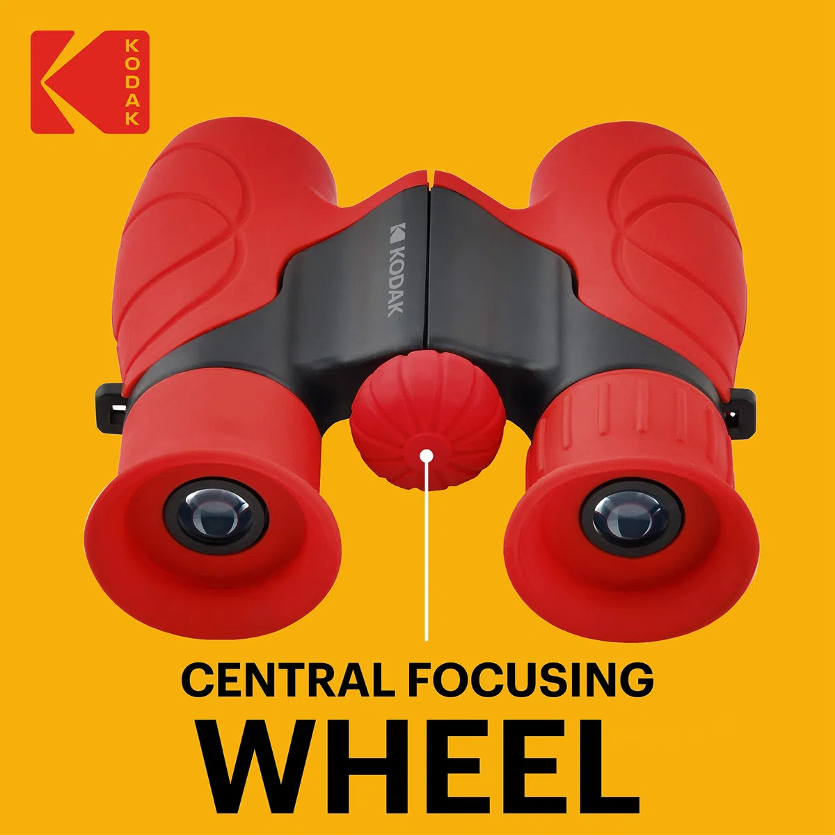 KODAK Fernglas für Kinder BCS100 – Kompakte Binokulare Ferngläser für Kinder, mit weichem Gummi, ergonomisch, mit Trageriemen und Transporttasche, 8-facher Zoom – Rot