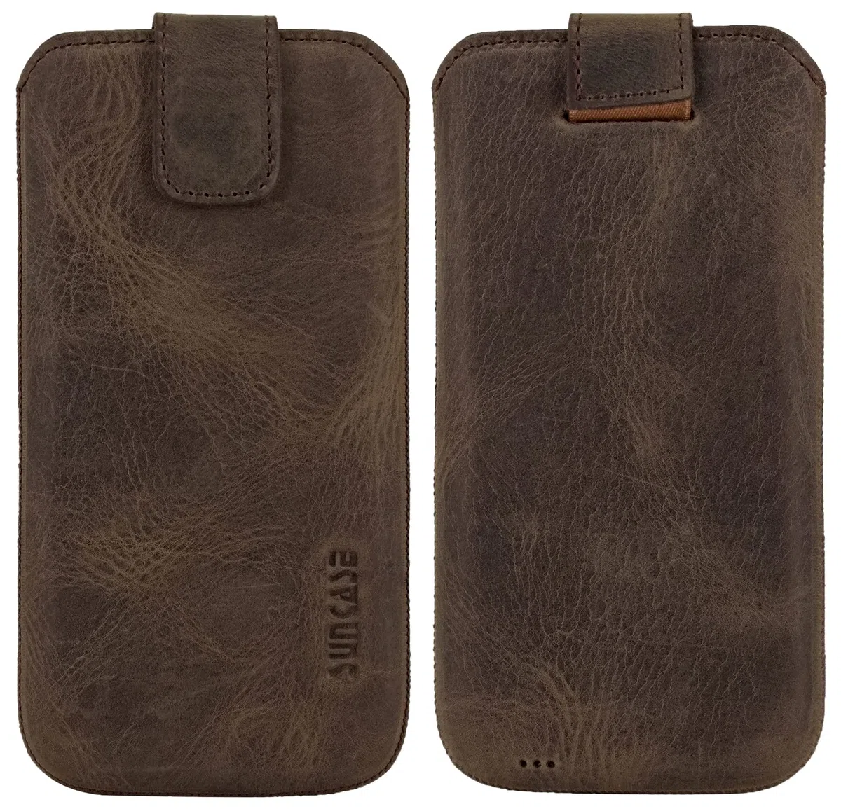 Suncase Etui Tasche kompatibel mit Samsung Galaxy S23 Plus 5G Hülle mit ZUSÄTZLICHER Case/Schale/Bumper Lasche mit Rückzugfunktion Handytasche Ledertasche Schutzhülle in antik-braun
