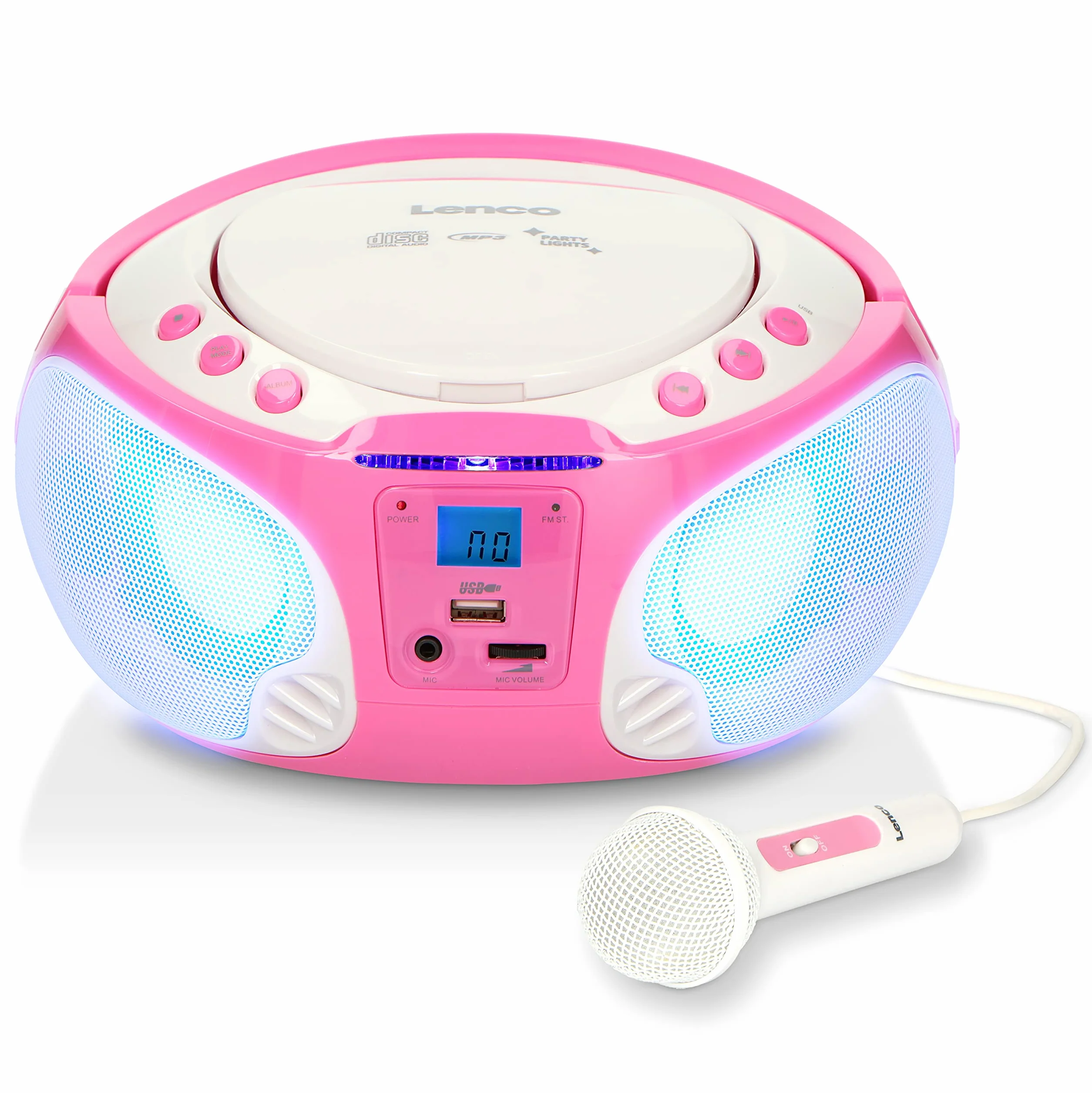 Lenco SCD-650 - tragbares CD-Radio - Kinder-Boombox - USB & Mikrofon - 6 Watt Boombox - USB Playback - AUX - FM Radio - Rosa | SCD-650 - CD Spieler - tragbares CD-Radio - Kinder-Boombox - USB & Mikrofon - 6 Watt - USB Playback