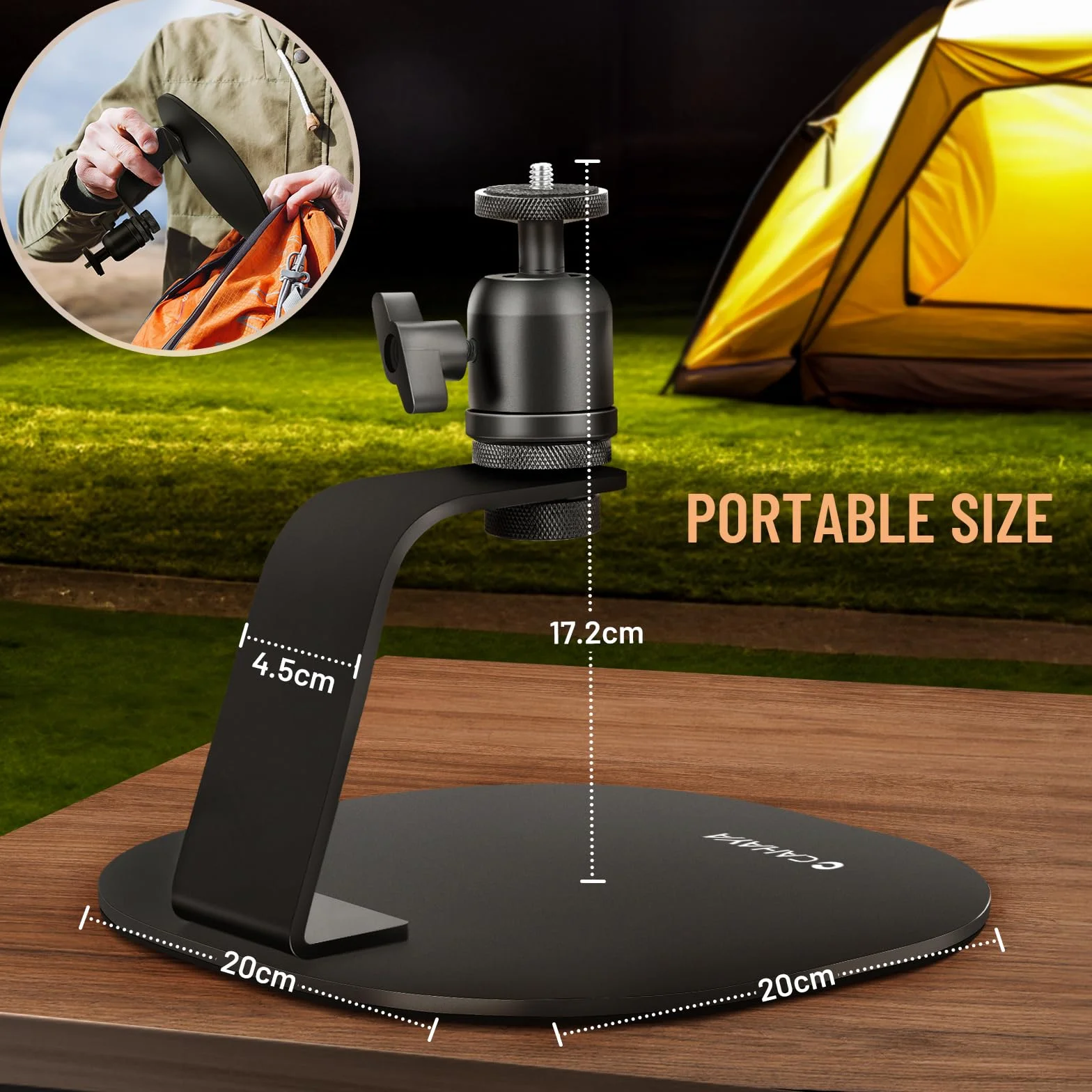 CAHAYA Desktop Projektorständer 1/4'' Schraube Schnittstelle - Multi-Winkel Tisch Beamer Ständer Tragfähigkeit von 5 kg mit Rutschfestes Fahrgestell für Mini-Projektoren Kamera Monitor - CY00375-1