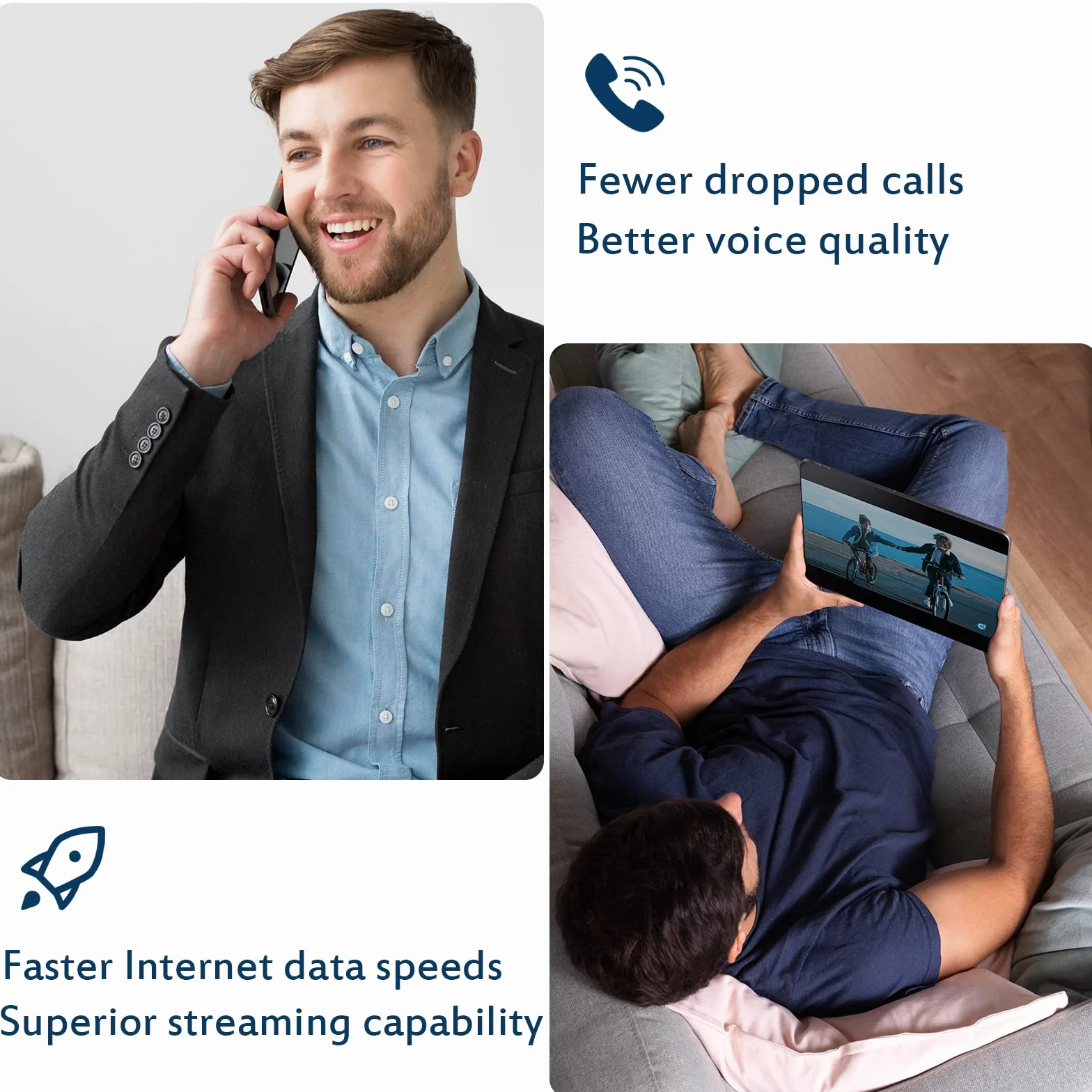 Handy Signalverstärker Mobil GSM 3G 4G LTE Triband 900/1800/2600MHz Band 8/3/7 Mobilfunkverstärker Kompatibel mit E-Plus, O2, T-Mobile, Vodafone