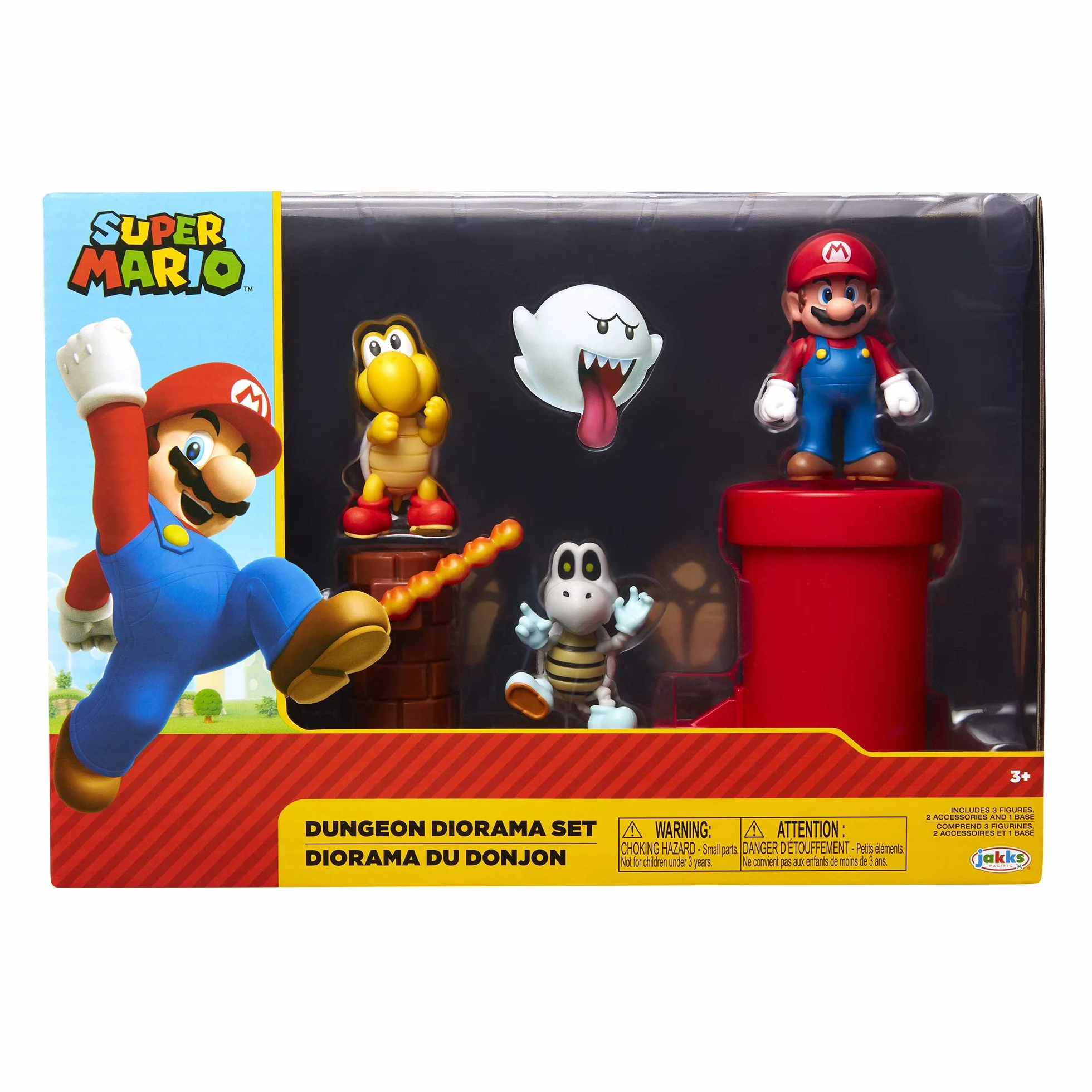 Jakks Pacific - JPA40020 - Nintendo Super Mario großes Spielset - Bowser´s Schloss - inkl. 6cm Bowser Figur & 85989 Dungeon Diorama Set, 6 cm Super Mario - Set de Figuras Mundo Dungeon Bunt