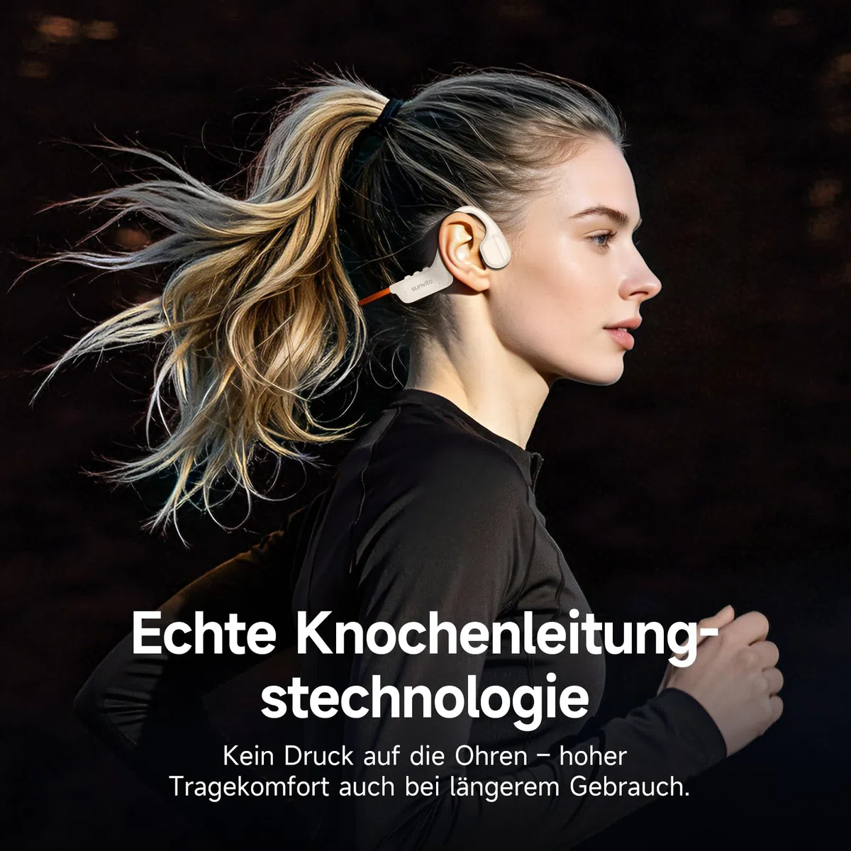 Knochenleitung Kopfhörer Bluetooth 6.1, IPX7 wasserdichte Open-Ear Kopfhörer mit Mikrofon, leichte Bone Conduction Headphones für Laufen, Fitness, Radfahren - Orange
