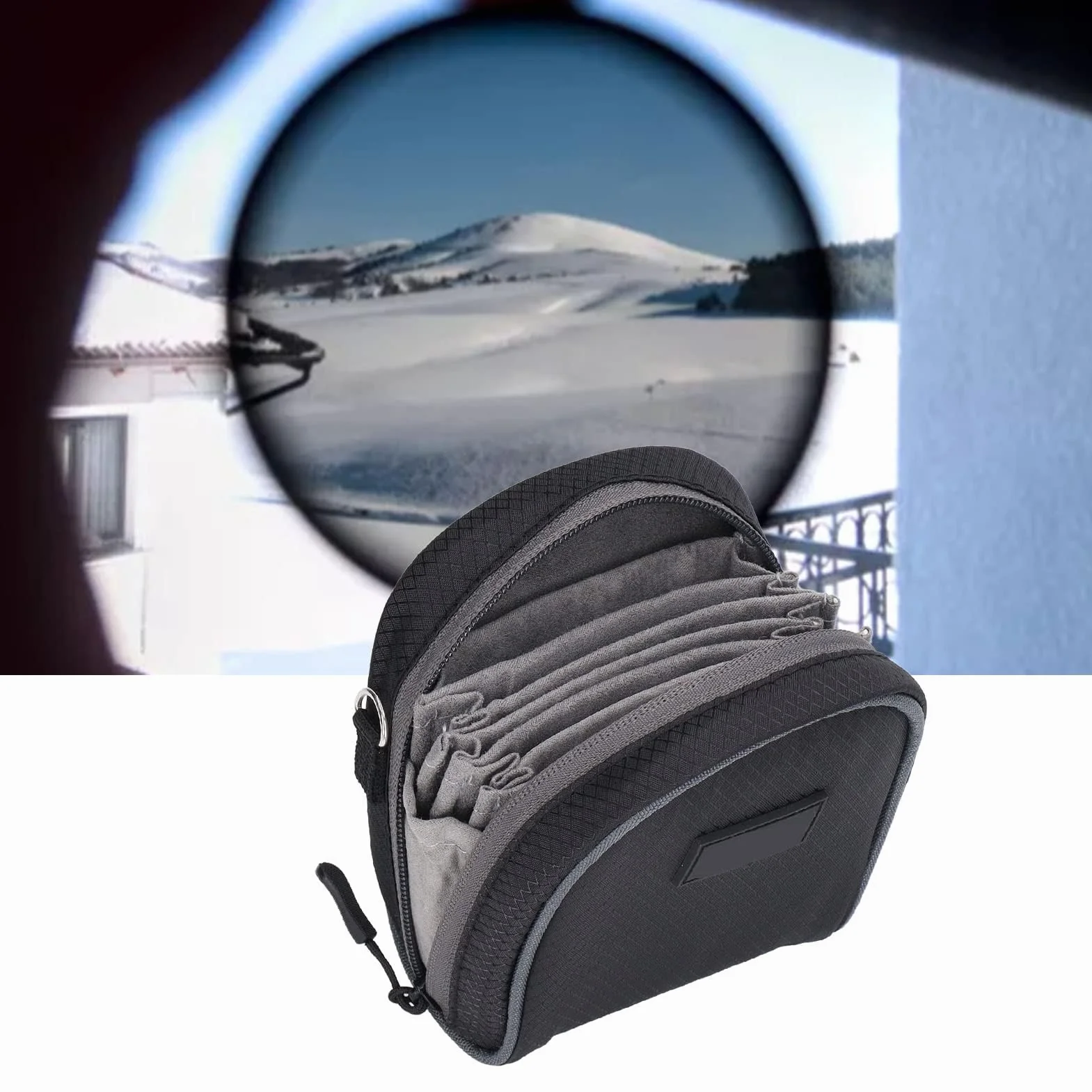 Dpofirs Objektivfiltertasche mit 8 Taschen für Bis zu 95 Mm, Objektivfiltertasche für Unterwegs, Staubdichte und wasserdichte Filtertasche mit Schultergurt