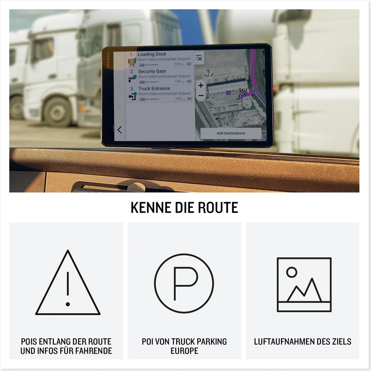 Garmin dēzl LGV820 MT-D - smartes LKW-Navigationsgerät mit 8" (20,3cm) Farbdisplay, vorinstallierten EU Karten (34 Länder), Fahrzeugspezifische Routenführung, Wetterwarnungen, beliebte LKW Strecken