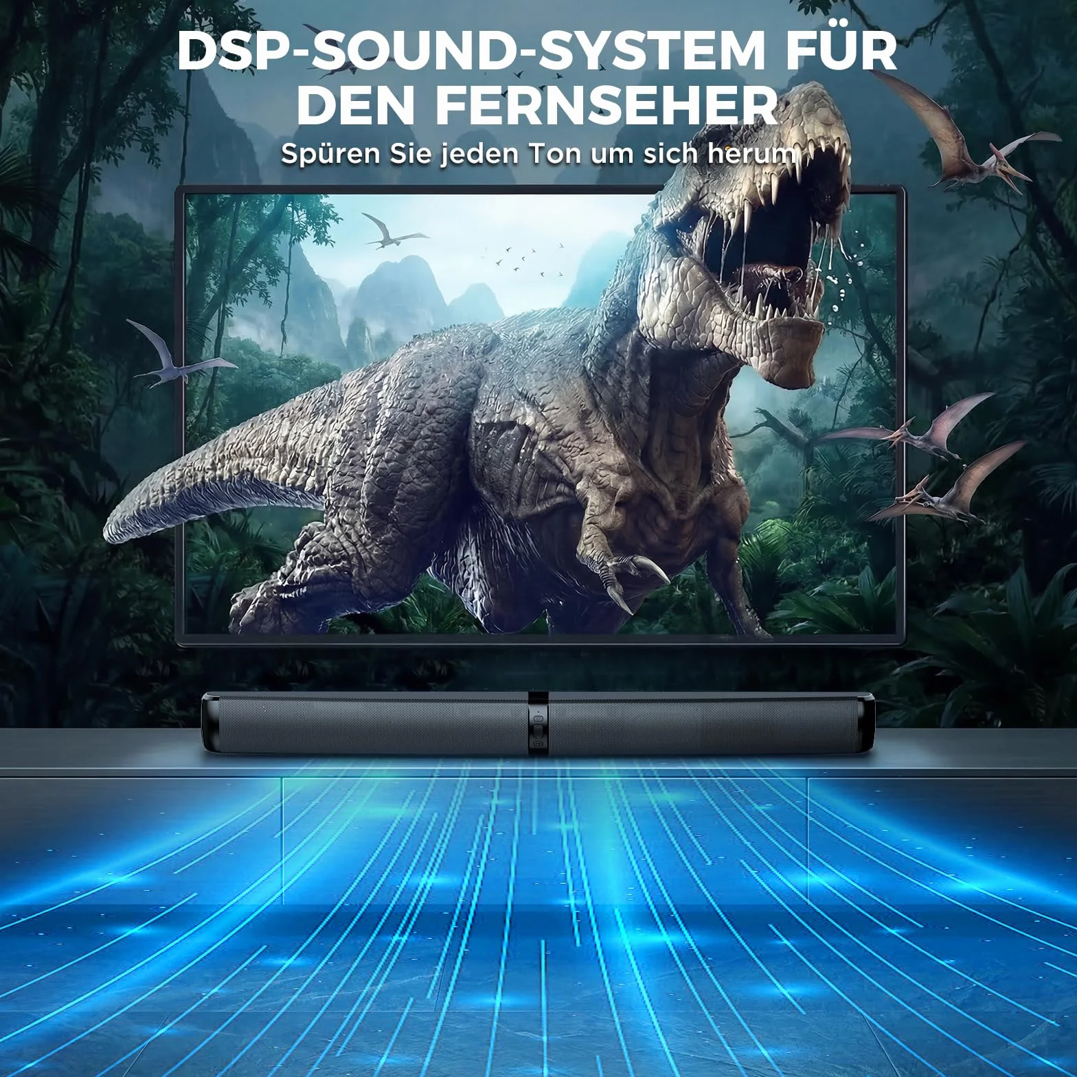 GarageRock Soundbar für TV Geräte, 2026 Upgrade 90W 2-in-1 Teilbare Soundbar for TV, Bluetooth 5.3 Lautsprecher für Fernseher with ARC/Opt/AUX Anschluss, Heimkino Soundsystem for TV/PC/Gaming/Gift