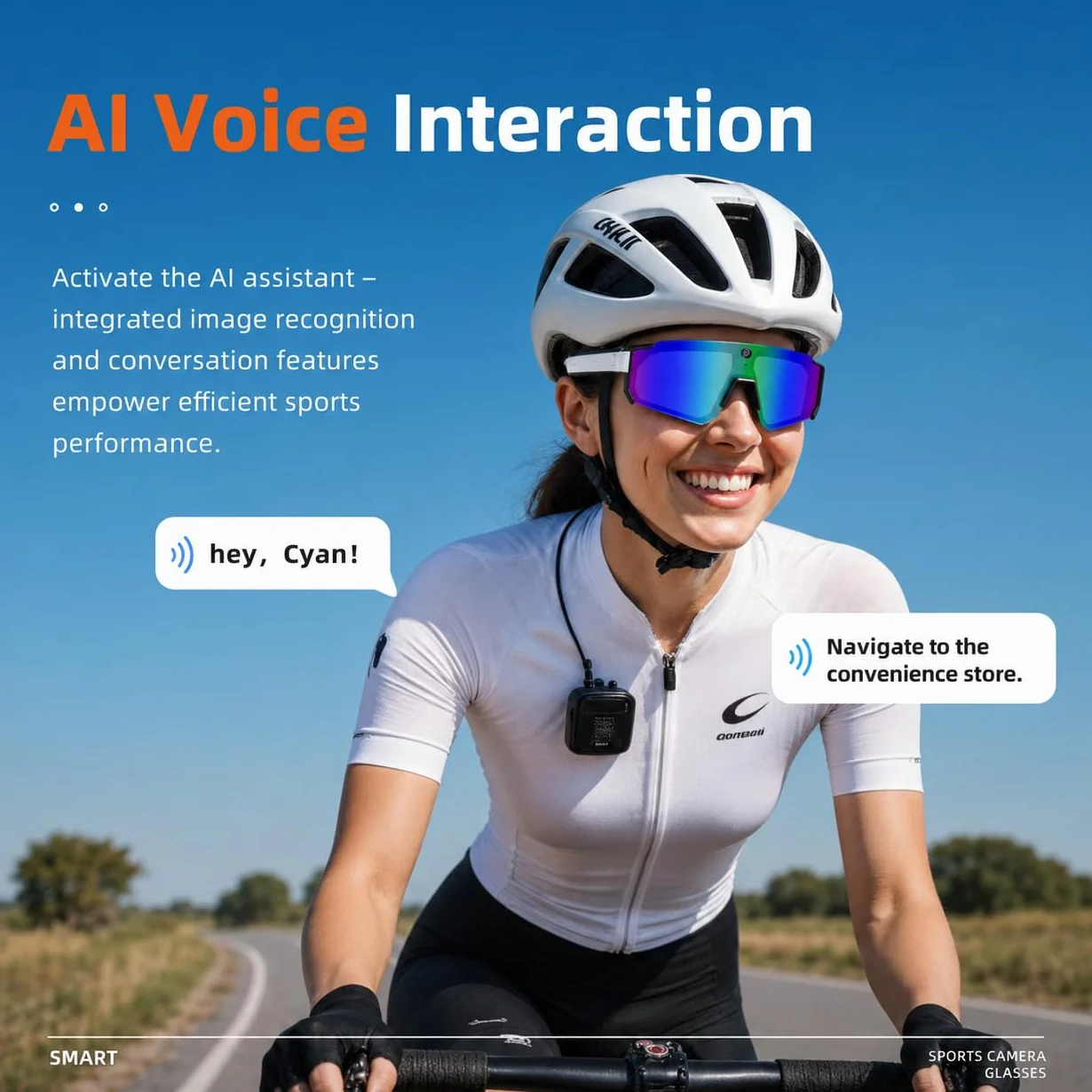 4K AI Smart Glasses mit 8 MP Kamera, Smart Brille mit Kamera und Bluetooth, KI Brille mit Sprachsteuerung, EIS-Stabilisierung und IP54 Schutz für Radfahren, Skifahren, Wandern (Schwarz)