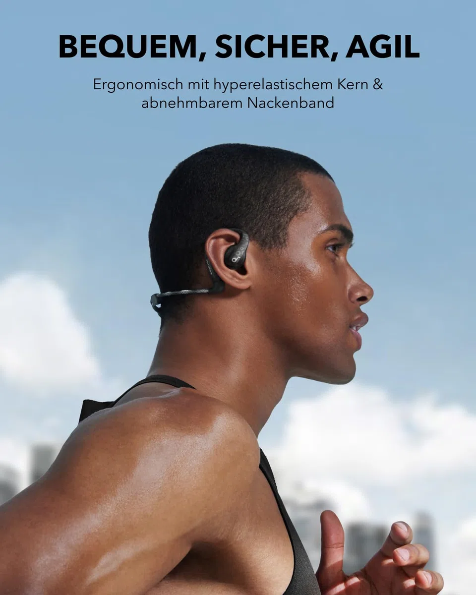 soundcore by Anker AeroFit Pro Open-Ear Kopfhörer, Ultra leicht, Bequem, Ergonomisches Design, Intensiver Sound LDAC, Bluetooth 5.3, IPX5 Wasserschutz, 46h Akku, App, Kabellos