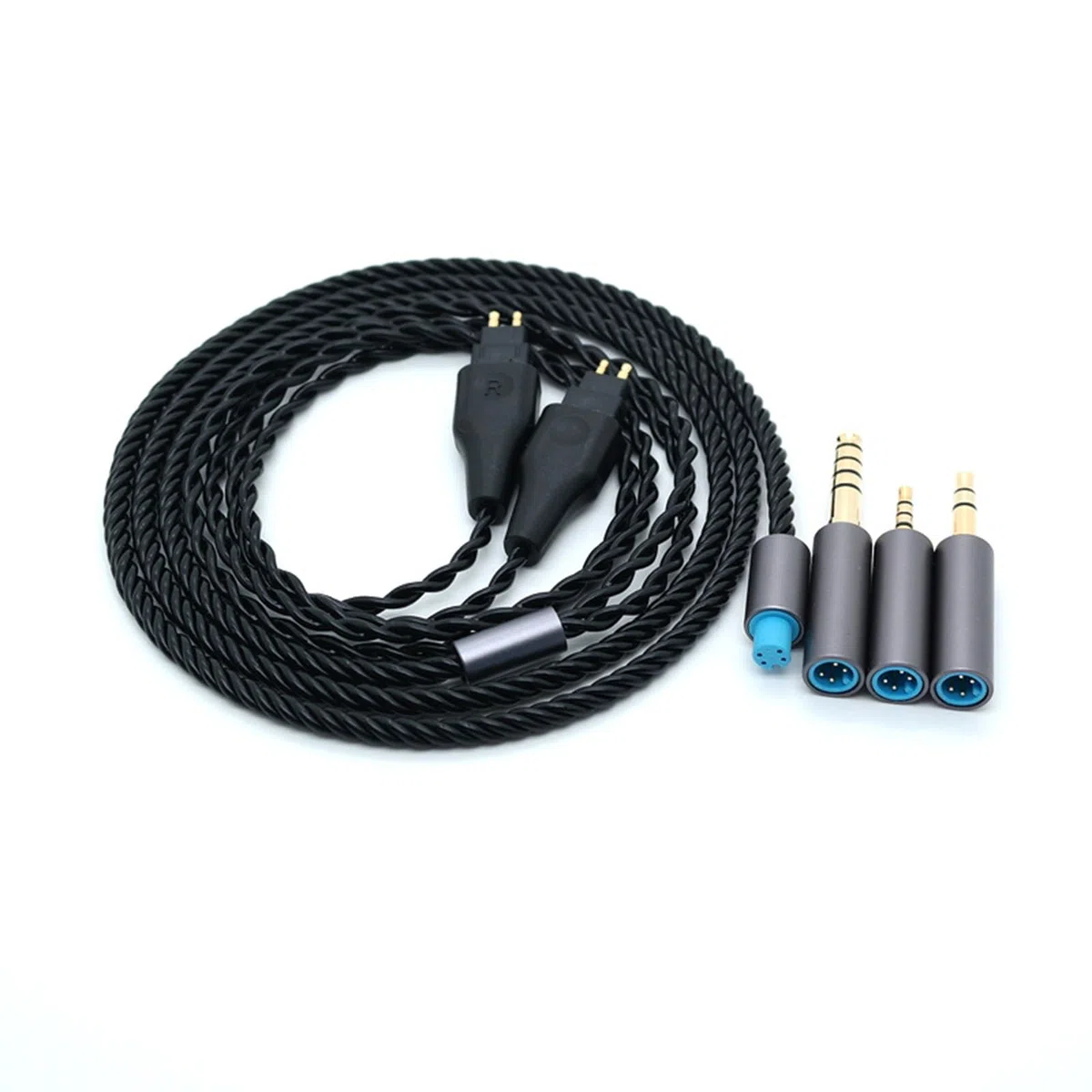 Symmetrisches Kabel mit 4.4mm,2.5mm,3.5mm Adapter für Sennheiser HD580 HD650 HD660 HD600S Kopfhörer,HD414 HD25 3 in 1 Ersatz Aufrüsten Draht(Schwarz)