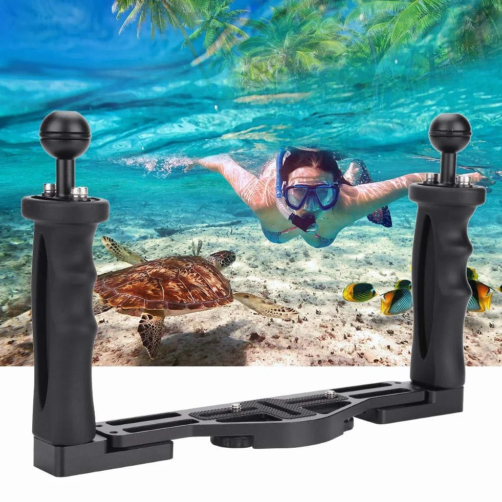 Kamera-Doppelgriff für die meisten Unterwasserfotografiesysteme, Aluminiumschale mit Doppelgriff für Unterwasserkameragehäuse Zubehör