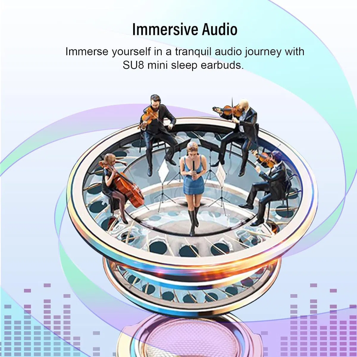 Bluetooth Kopfhörer, Mini In Ear Kopfhörer Kabellos Bluetooth 5.4 HiFi Immersiv Sound, 47Std Spielzeit Schlafkopfhörer mit Passiver Geräuschmaskierung, LED-Anzeige Earbuds für Schlaf Blau