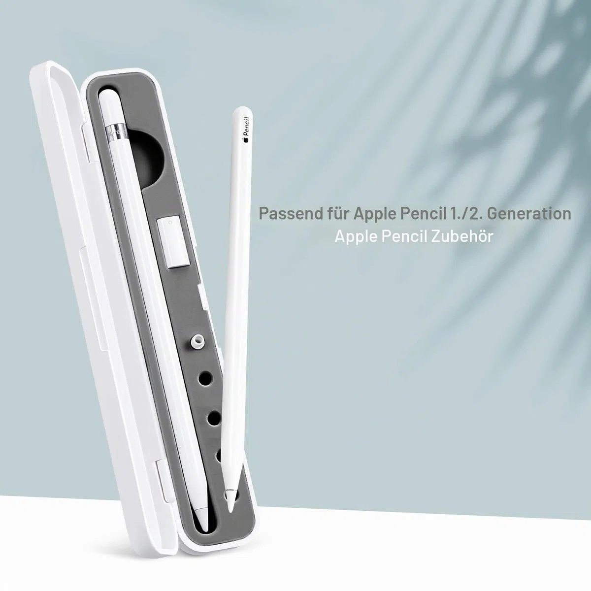 CASEBOT Stifthalter Hülle Kompatibel mit Apple Pencil Pro/USB-C, Apple Pencil 2./1. Generation, Tragbar Stylus Aufbewahrungsbox für Apple Pencil & Zubehör, Grau