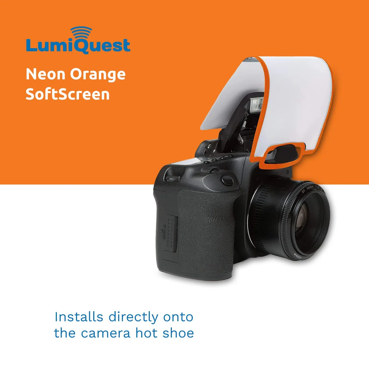 LumiQuest Soft Screen - Flash Diffuser & Light Softener, Universal Classic Design for Digital SLR Cameras, with UltraStrap, Neon Orange
