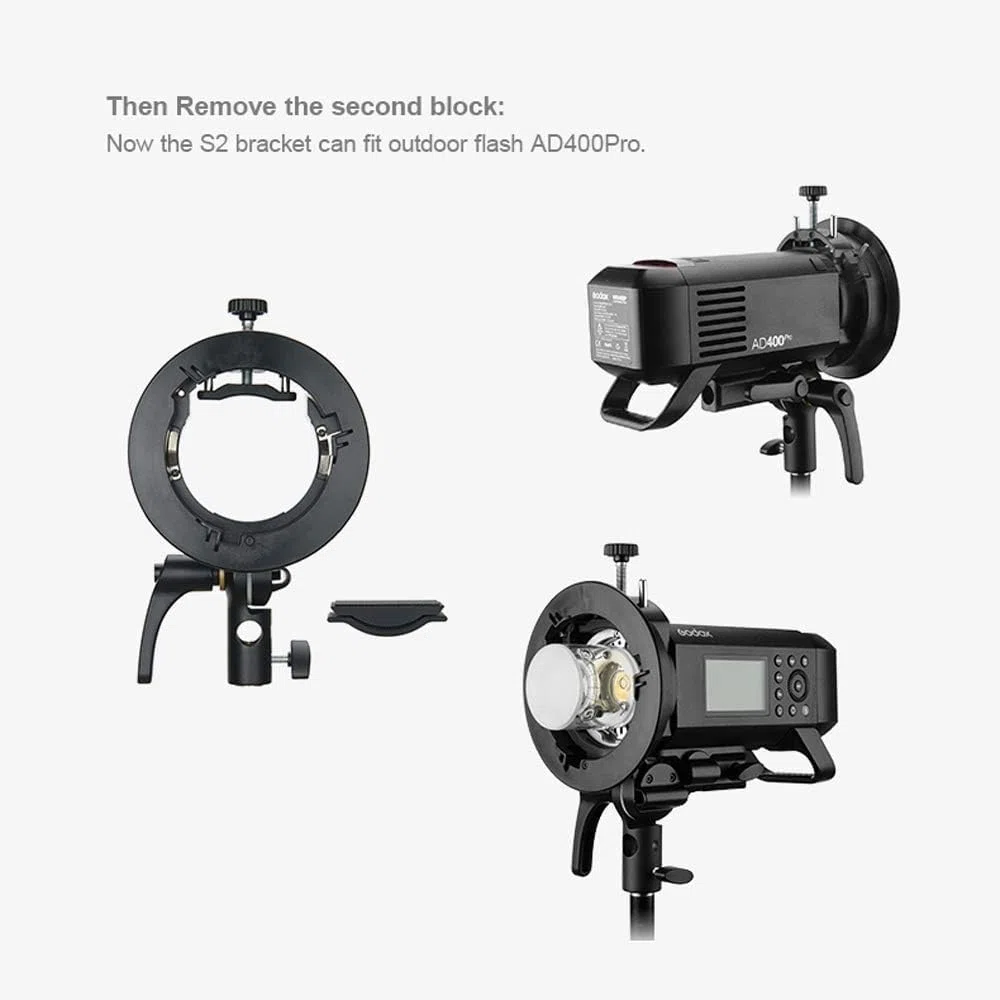 Godox S2 Blitzhalterung Bowens Halterung fürV1,AD200Pro,AD400Pro, AD200,V860II,TT685II,TT350 und Snoot, Softbox, Reflektor, Diffusor