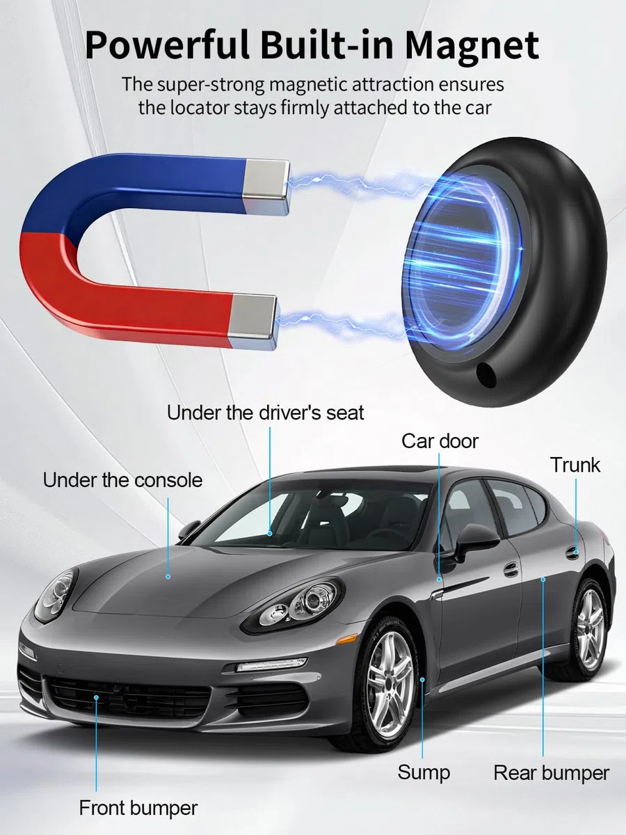 GPS Tracker Auto, Magnetischer GPS Tracker Auto Ohne ABO Kompatibel mit iOS und Android, Globale Positionsverfolgung, IP67 Wasserdicht, 365 Tage Akkulaufzeit, 7-Tägige Fahrzeugspur-Wiedergabe