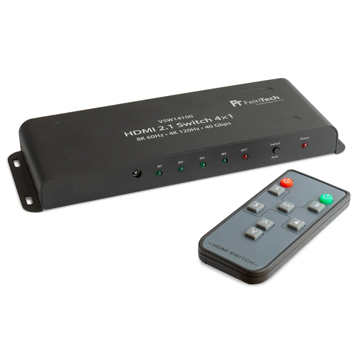 FeinTech VSW14100 HDMI 2.1 Switch 4K 120Hz Ultra-HD 4x1 Umschalter automatisch 8K 4 in 1 Out für Xbox PS5 TV Monitor HDR VRR