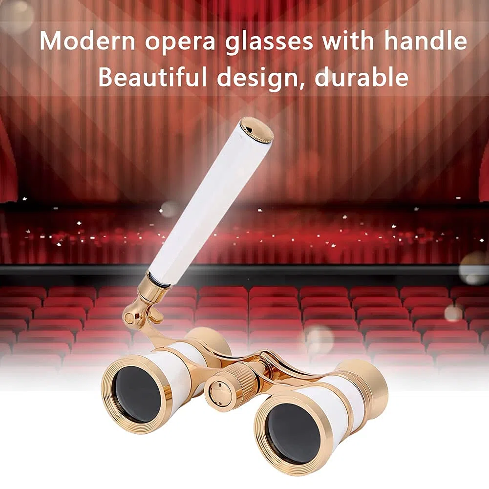 143 Opera-Brille, Fernglas, 3 x 25 cm, Mini-Fernglas für Frauen, Mädchen, Kinder, für Pferderennen im Theater, klassisches für Damen (Prismus BAK-7) (weiß)