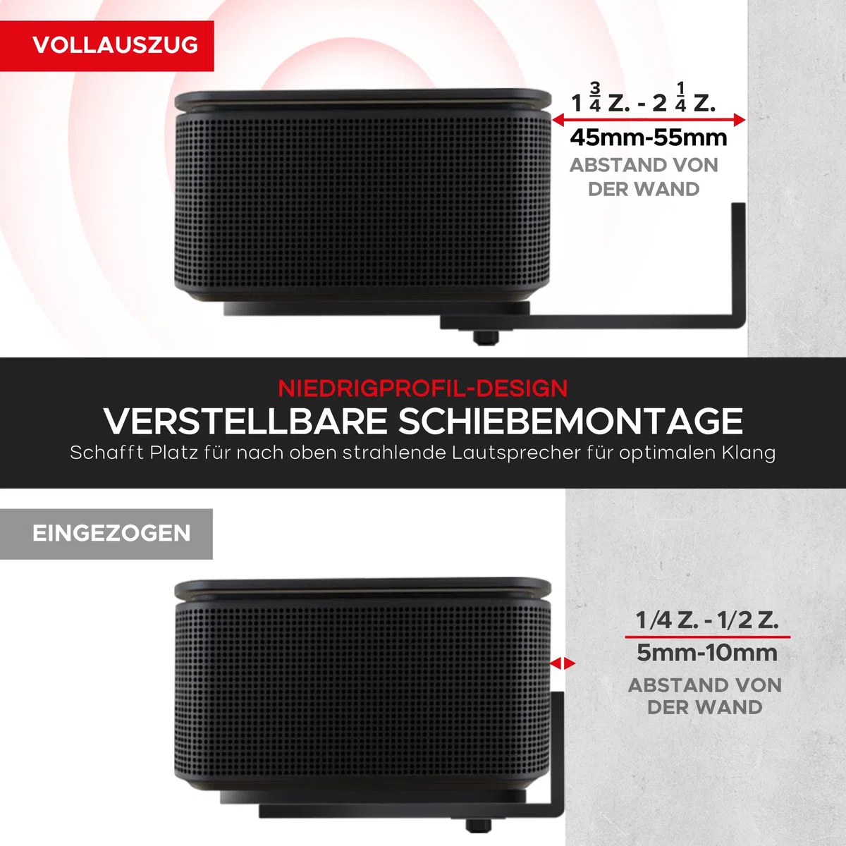 Sound Bass Smart Soundbar 300 500 550 600 700 900 Lifestyle Ultra Wandhalterungsset für Bose 300/500/550/600/700/900 Lifestyle Ultra, TV Speaker, Verstellbares Montage unter TV-Halterung, Schwarz