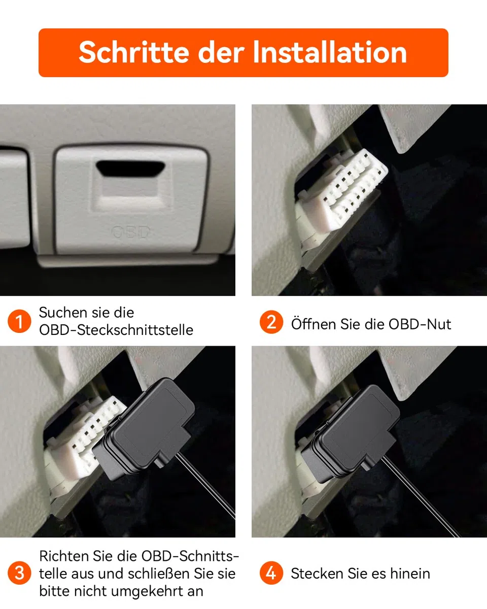 VANTRUE USB C Display OBD Hardwire mit 3 Stufen für alle Vantrue Dash Cam Halterung, Niederspannungsschutz 11.6V/12V/12.4V, 23.6V/24V/24.4V, 24 Std. Parküberwachung, 3 Meter Lang (VP04)