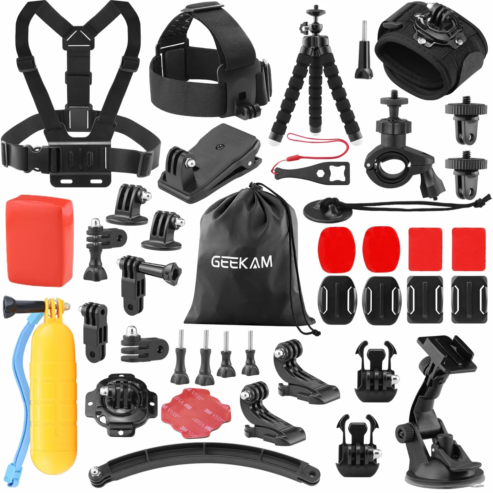 38 in 1 Action Kamera Zubehör Kit, Kompatibel mit GoPro Hero, DJI Osmo, AKASO, Campark, Crosstour, APEMAN, COOAU, Apexcam, SJCAM und mehr