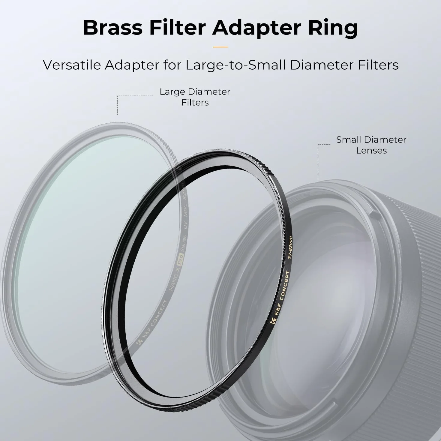 K&F CONCEPTStep Up Ring Filter-Adapterring 67mm-82mm,Objektiv-Adapterring für Filter aus CNC-gefrästem Messing