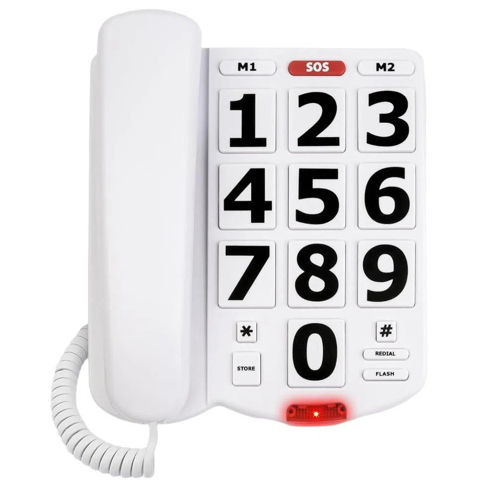 Großtastentelefon für Ältere Menschen, Festnetztelefon für zu Hause, eine Taste für Hilfetelefon für Sehbehinderte