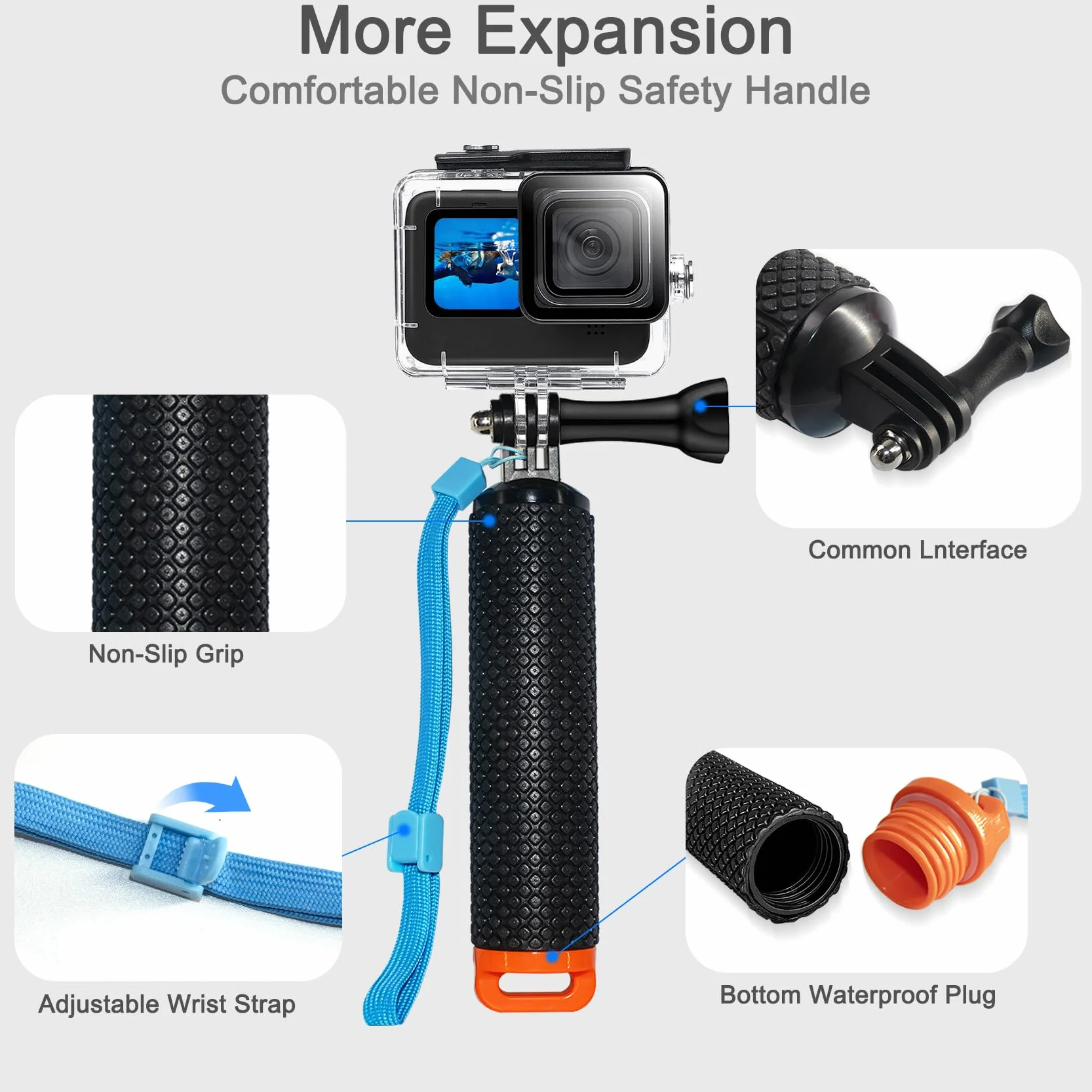 OKFUN Wasserdichtes Gehäuse mit 3 Filtern für Go Pro Hero 13/Hero 12/Hero 11/Hero 10/Hero 9 Schwarz, 60 m/196 Fuß Unterwasser-Tauchgehäuse, Einbeinstativ, schwimmender Griff