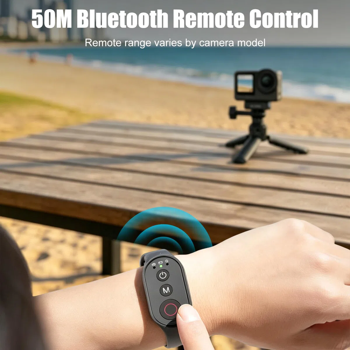 Bluetooth Fernbedienung kompatibel mit DJI Action, Insta360, GoPro 11/12/13 Actionkameras und Phone Universal, Wiederaufladbare Kabellose Fernbedienung, 50m Reichweite, 40H Akkuleistung
