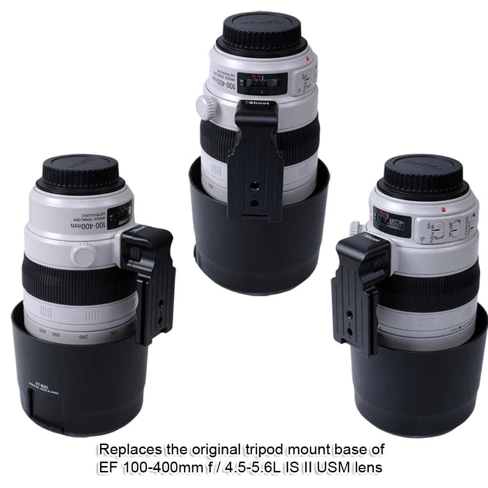 iShoot Objektivkragen Fuß Stativhalterung Ring Basis Ersatz Ständer Stativbuchse kompatibel mit Canon EF 100-400mm f/4.5-5.6L is II USM, untere Schnellwechselplatte für Arca-Swiss Fit Stativkopfklemme