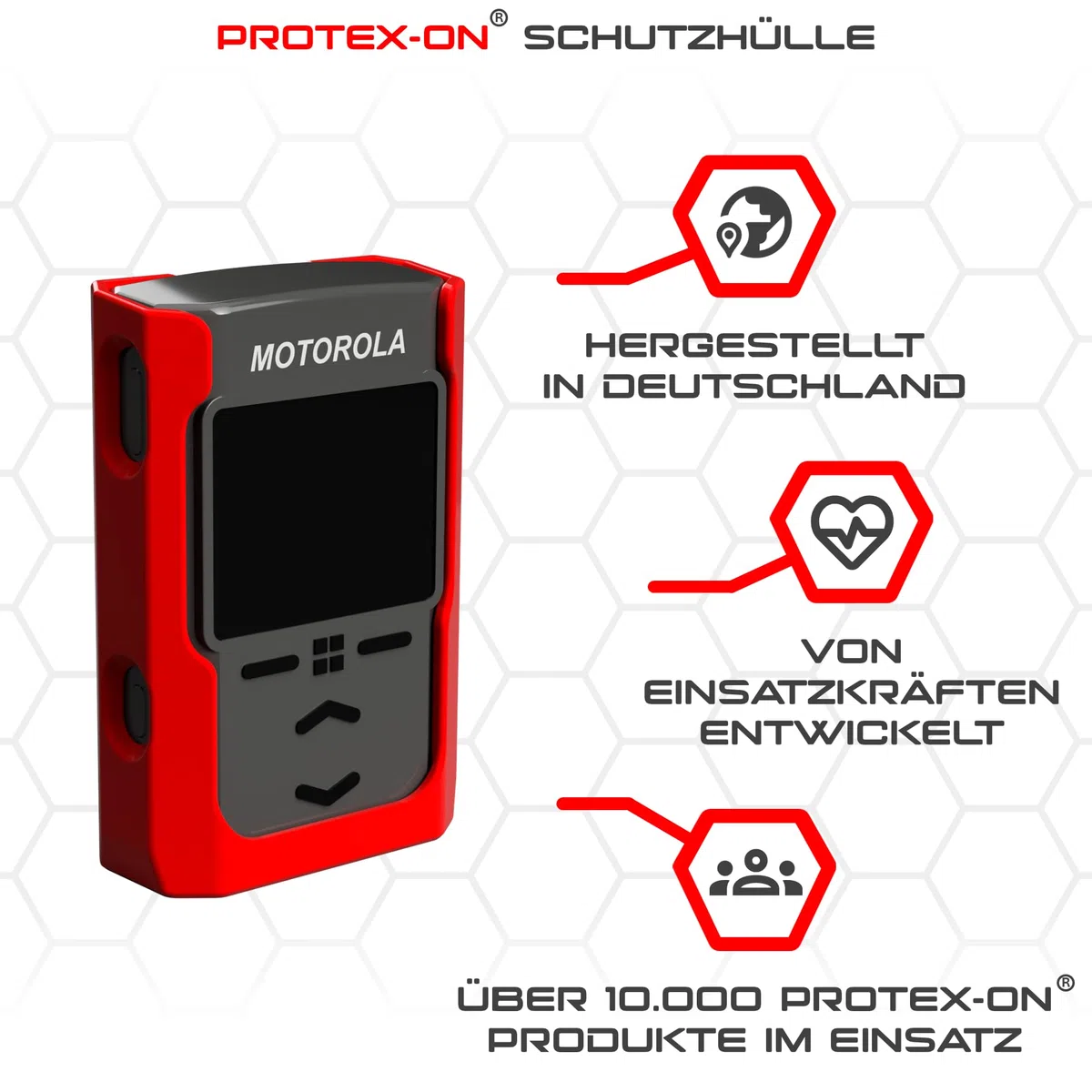 PROTEX-ON Holster für Motorola Advisor TPG2200 mit Heavy-Duty-Clip (Version 3) (Sonderedition : Feuerwehr Hose)
