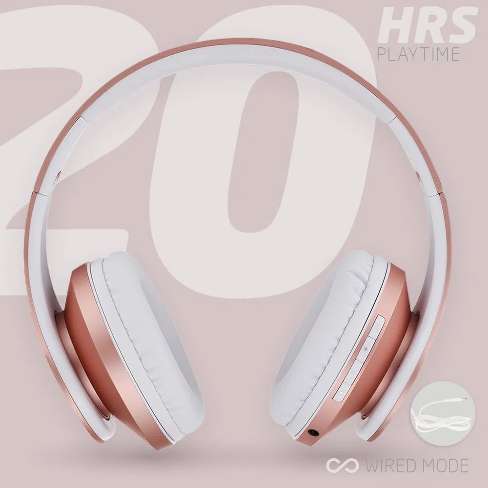 PowerLocus Bluetooth Over-Ear Kopfhörer, Kabellos Stereo Faltbare Kopfhörer Kabellose und Kabel-Kopfhörer mit Integriertem Mikrofon, Micro SD/TF, FM für Handys/iPad/Laptops & PC (Rose Gold)