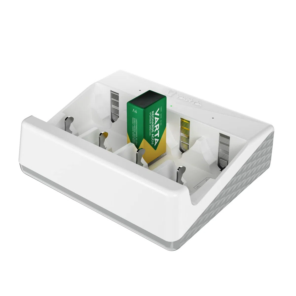 VARTA Akku Ladegerät, Batterieladegerät für wiederaufladbare Batterien, lädt 2 oder 4 AA, AAA, C, D oder 1x 9V gleichzeitig, Universal Charger, mit Sicherheitsabschaltung, unbestückt
