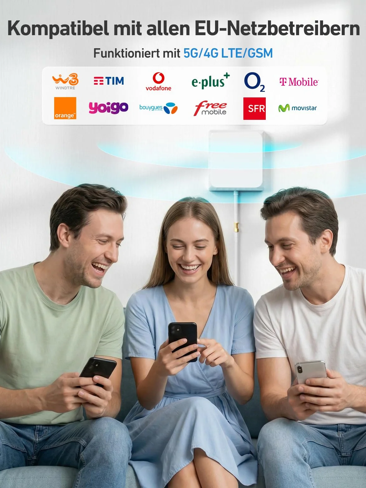 Mobilfunk Verstärker für Band 3 und 7, Handy Signalverstärker für Haus und Büro, 4G LTE 3G GSM Repeater mit Hoher Verstärkung für Alle Deutschen Netzbetreiber O2 E-Plus T-Mobile