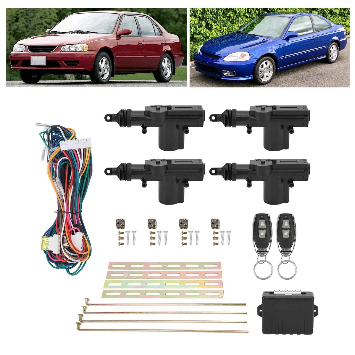 Auto Fernbedienung Zentrale Kit, Universal Autofernbedienung Türschloss Keyless Entry System Türen Zentralverriegelungs System 12V mit LED-Anzeige mit 2 Controllern