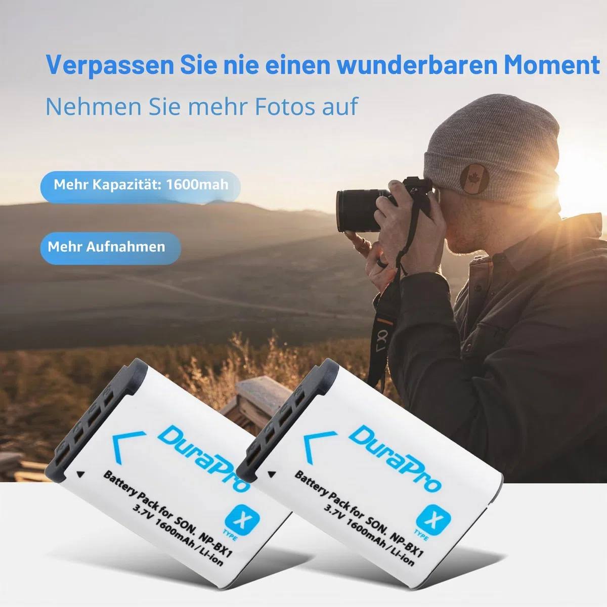 Durapro 4X NP-BX1 Akku + LCD Dual USB Ladegerät für Sony NP-BX1 Akku Sony DSC-RX100 RX100 II DSC-WX500 HX300 HX400V WX300 WX350 HDR AS100v AS200V AS15 AS30V AS300 M3 M2 Camcorders