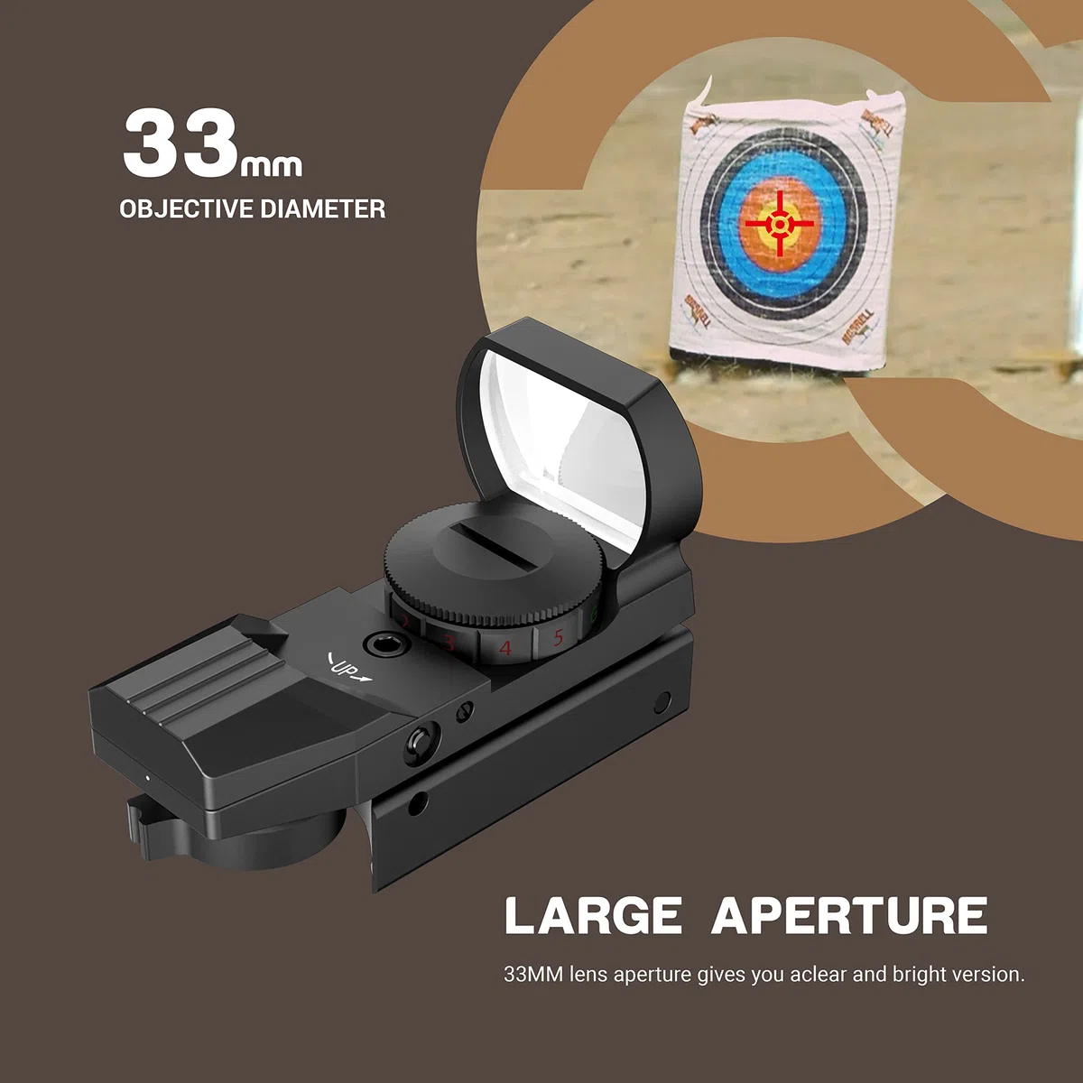 ESSLNB Red Dot Visier Scope Sight Leuchtpunktvisier für 20mm/22mm Schiene mit Montage Schutz und Tactical 4 Reticles