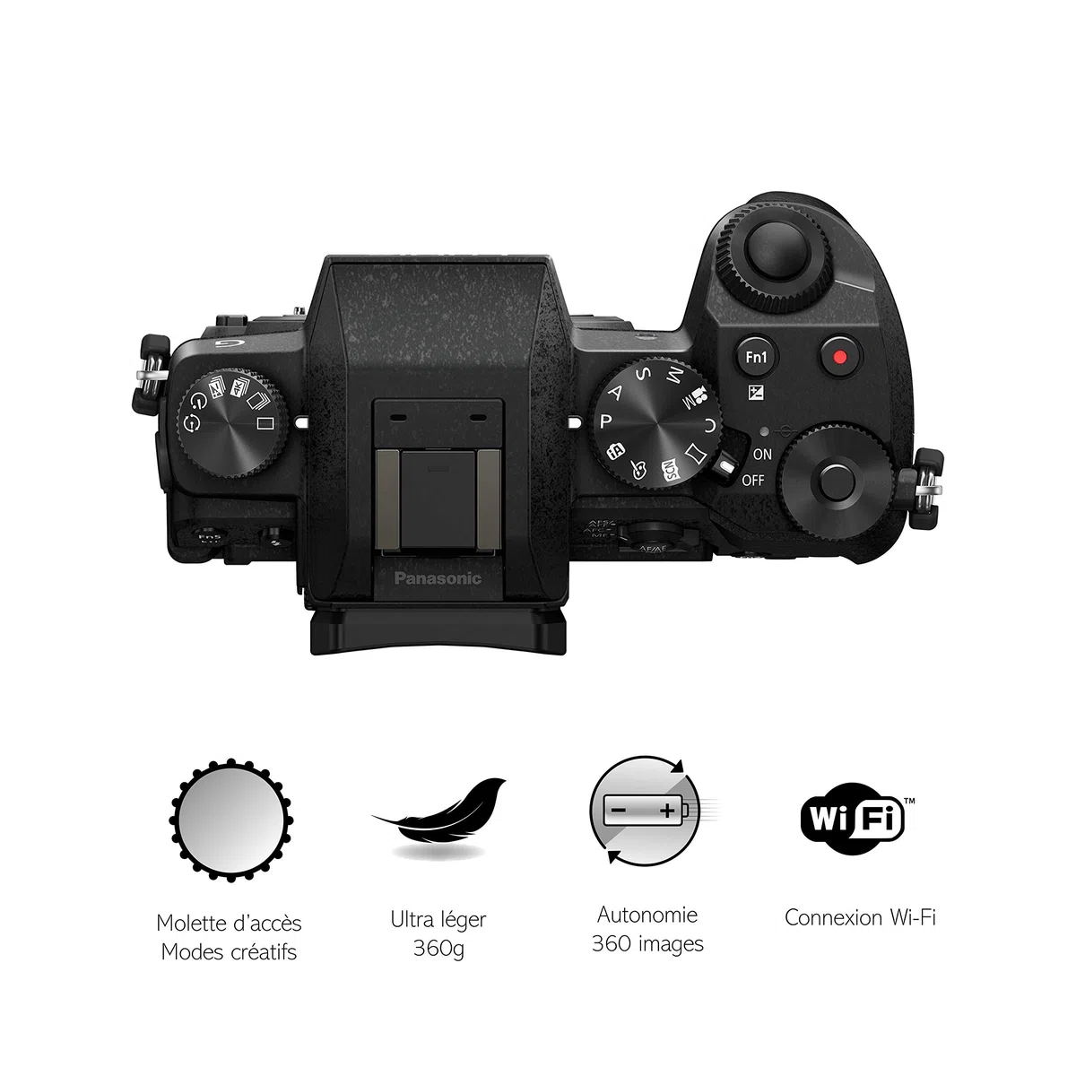 Panasonic Lumix G7 Hybridkamera (Sensor 4/3, 16 MP, OLED-Visier, schwenkbarer Touchscreen, ultraschneller Autofokus DFD, Video 4 K, Foto 4 K, WLAN) Schwarz – französische Version