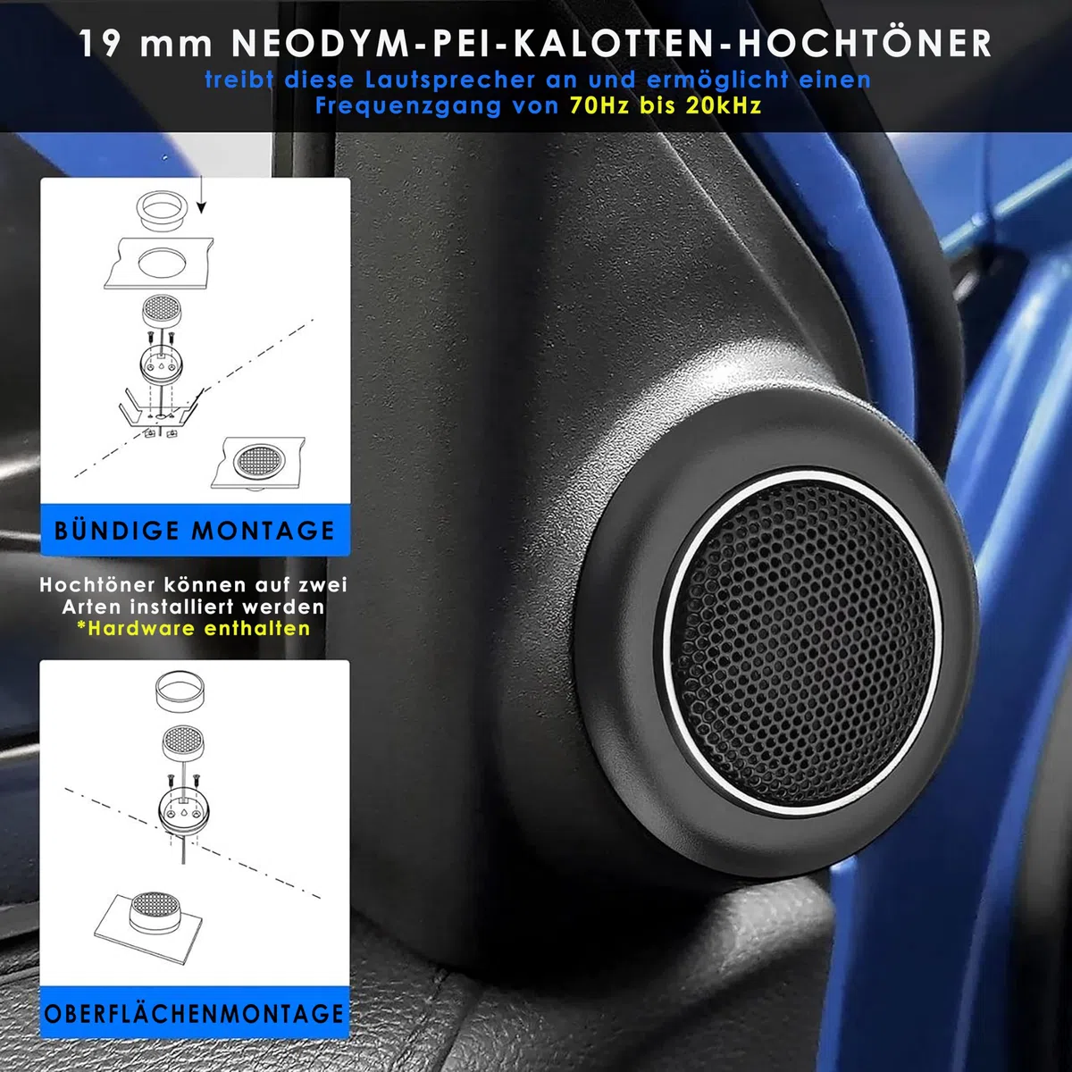 Pyle Auto Lautsprecher 165mm 6.5 Zoll 3 Wege Set 360W - Einbaulautsprecher Auto Kfz Lautsprecher mit Hochtöner Mitteltöner Car Hifi Klang klare Höhen für Soundsystem Upgrade einfache Montage