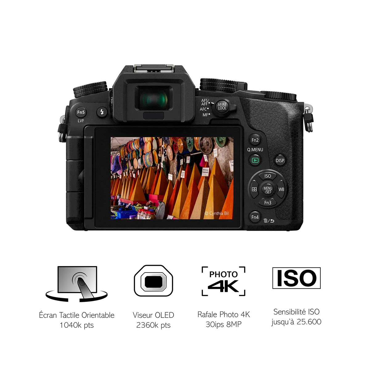 Panasonic Lumix G7 Hybridkamera (Sensor 4/3, 16 MP, OLED-Visier, schwenkbarer Touchscreen, ultraschneller Autofokus DFD, Video 4 K, Foto 4 K, WLAN) Schwarz – französische Version