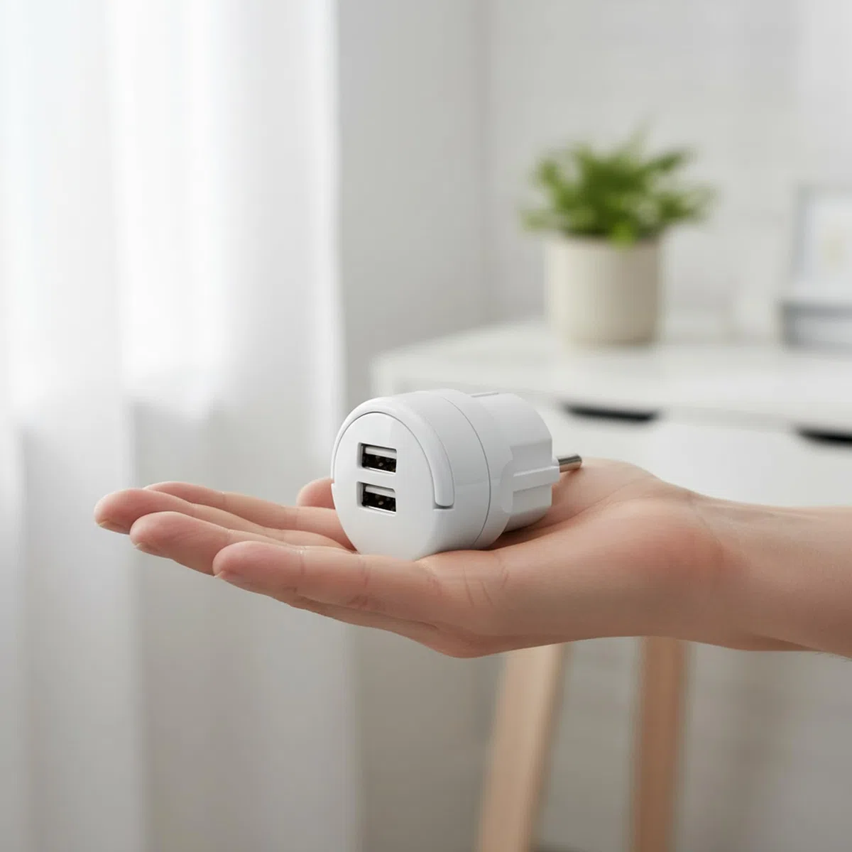 Mini USB Stecker, Netzstecker USB für Smartphones, Smartwatches, Kopfhörer, TÜV Zertifiziert,weiß, 2er Pack