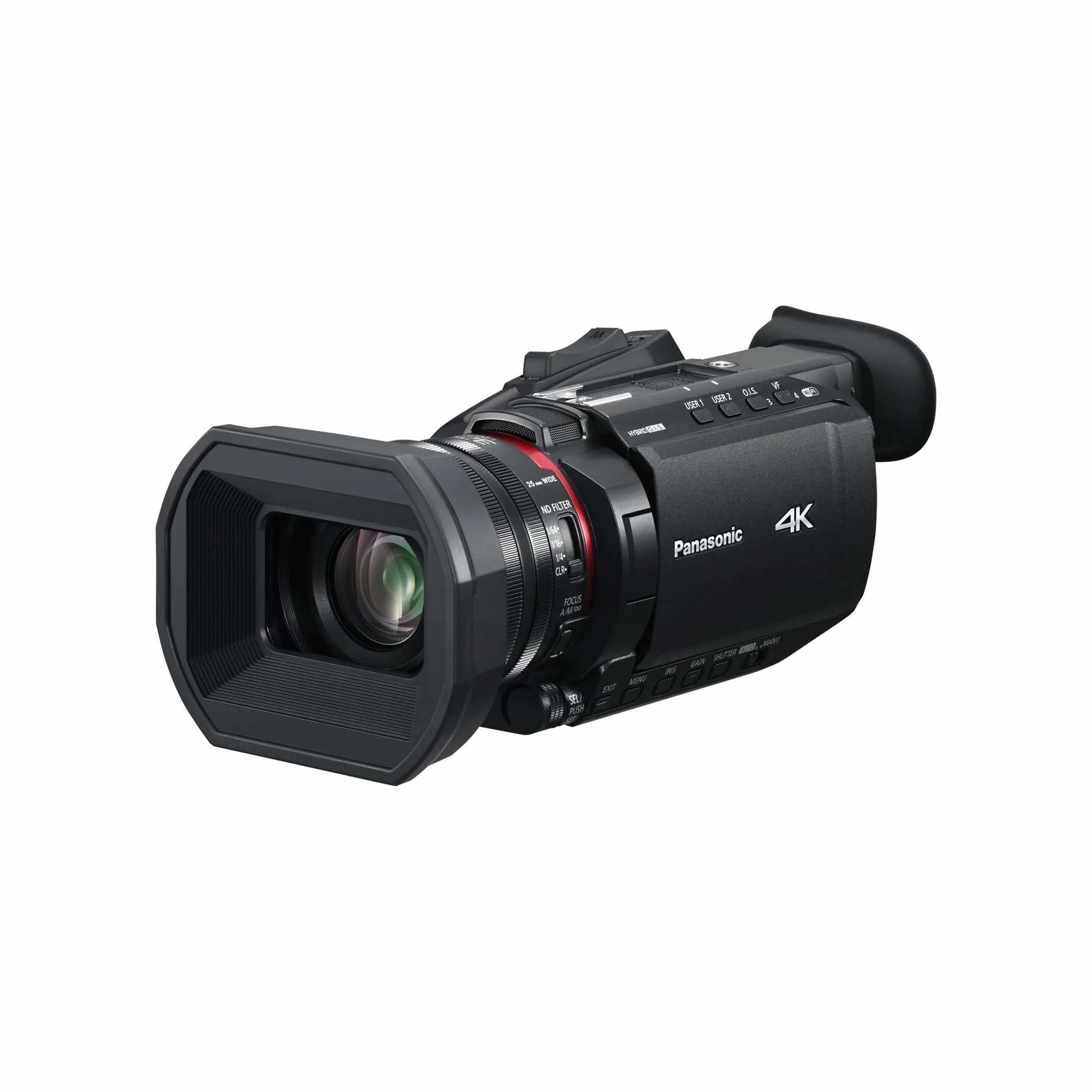 Panasonic HC-X1600E 4K 60p Professional Camcorder 25mm Wide-Angle Lens 24x Optical Zoom 5-Axis Hybrid OIS Wi-Fi USB PD Black